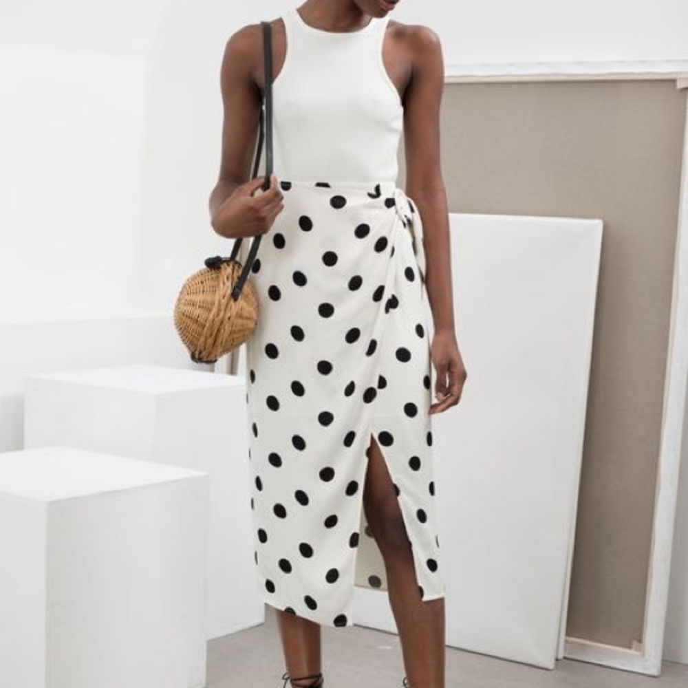& Other Stories Cream Midi Wrap Skirt Casual